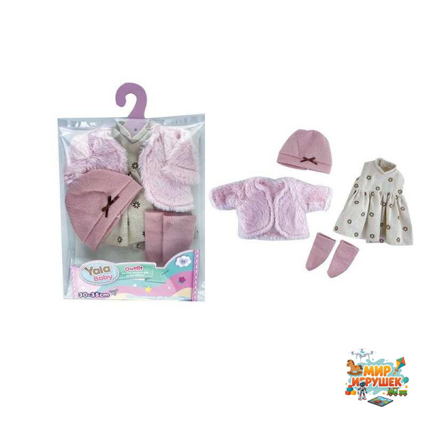 Одяг для пупса YLC 235 K (120) шубка, шкарпетки, сукня, шапочка, для ляльок зростом 30-35 см, в пакеті