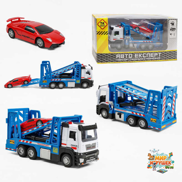 Спецтехніка LS-7088-29 (60/2) “Авто Експерт”, “Евакуатор”, металопластик, масштаб: 1:32, інерція, підсвічування, звук, механічний підіймач, рухома двоярусна платформа, відчиняються двері, гумові шини, інерційна машинка, в коробці