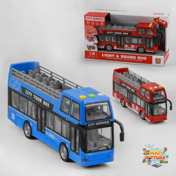 Автобус WY 916 AB (24) 'Міський транспорт', 2 кольори, на батарейках, інерція, підсвічування салону, звук, в коробці