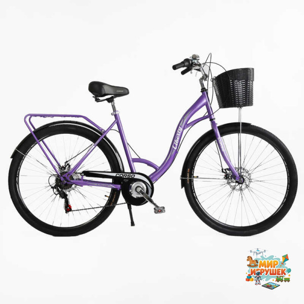 Велосипед міський Corso «Liberty» 28’’ дюймів LR-28112 (1) + КОШИK, сталева рама 20``, Shimano 7 швидкостей, корзина, багажник