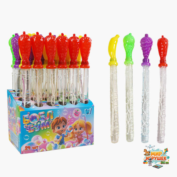 Мильні бульбашки LK 76812 (6) 'WToys', ЦІНА ЗА 24 ШТУКИ В БЛОЦІ, 'Фрукти', висота 36см, в коробці