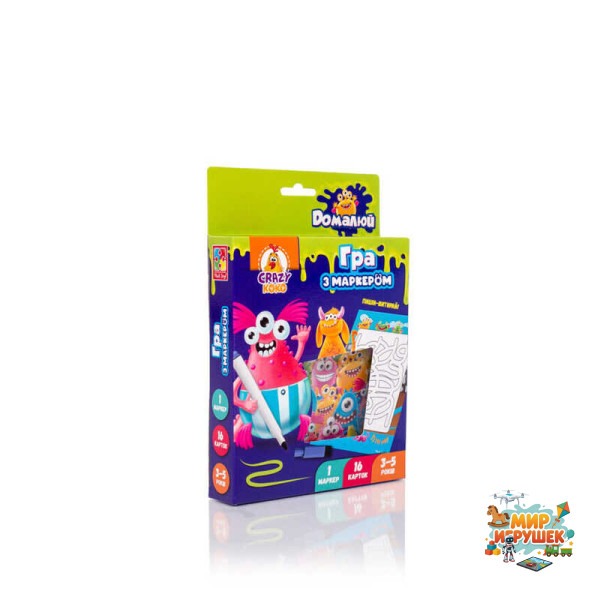 гр Пиши та витирай 'Монстрики' укр. - VT5010-18 (24) 'Vladi Toys', 16 карточок, маркер