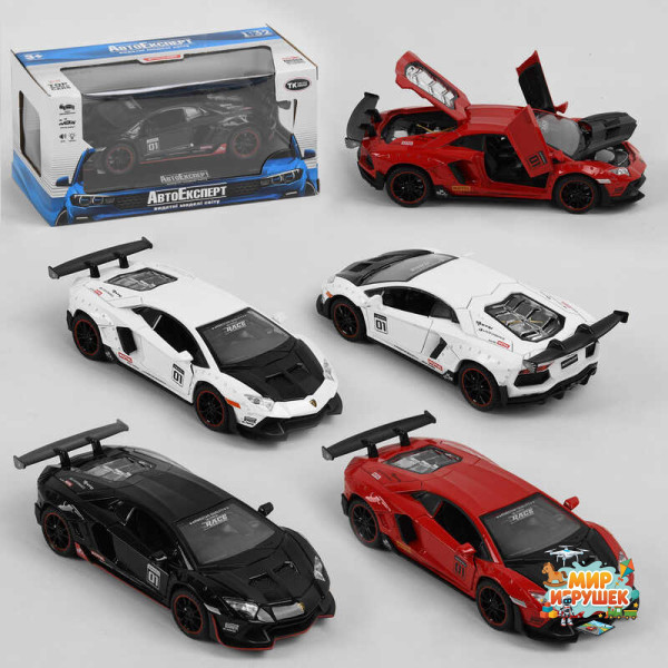 Машинка 34722 (72/2) 'Авто Експерт', 3 кольори, металопластик, 1:32, світло, звук, інерція, відчиняються двері, багажник, капот, в коробці