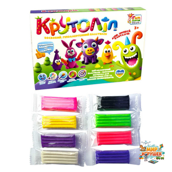 гр Пластилін восковий 49196 (16) '4FUN Game Club', 8 неонових кольорів, в коробці