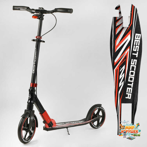 Самокат алюмінієвий 'Best Scooter' 10304 (2) колеса PU, ФАРА, затискач керма, d передніх коліс - 230мм, d задніх коліс 200мм, 1 амортизатор передній