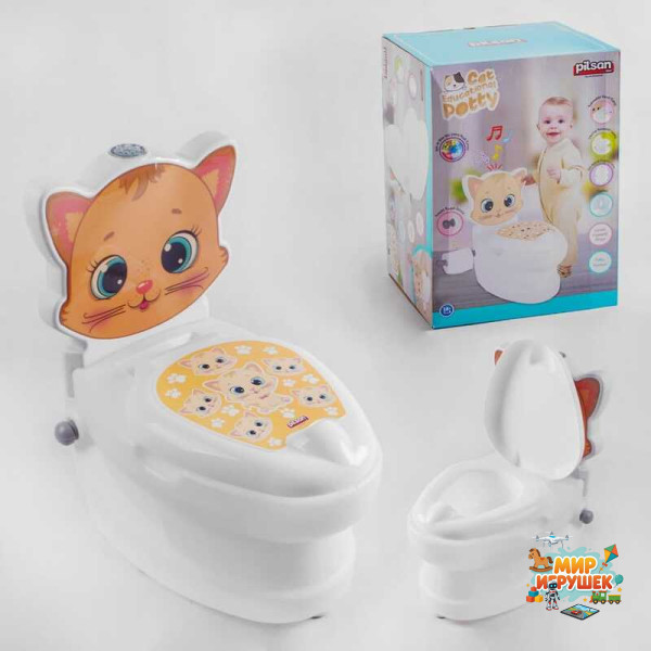 Горщик 07-563 Pilsan (4) 'Кошеня', спинка, горщик знімний, тримач для паперу, звуки води, підсвічування кнопки, в коробці