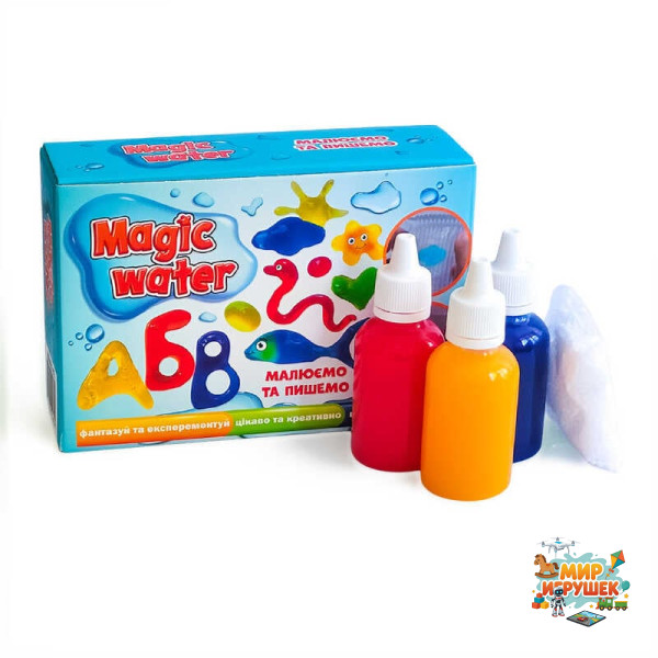 гр Набір для творчості 'Magic water. Малюємо та пишемо' MV6031-02 (10) 'Ludum', 3 гелі, основа для малювання, ложка, суха речовина, в коробці