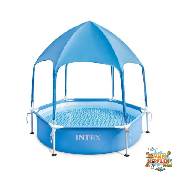 Intex Басейн каркасний 28209 NP (1) 183x38см, Об'єм басейну:700л, вд 3-х років, CANOPY METAL FRAME POOL, вага 8,8кг