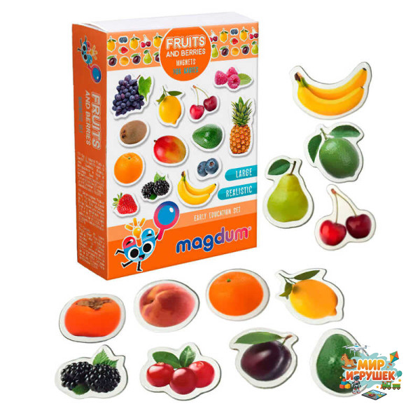 гр Набір магнітів ML4031-11 EN Fruits and berries' (17) 'Magdum', англ. мова, в коробці