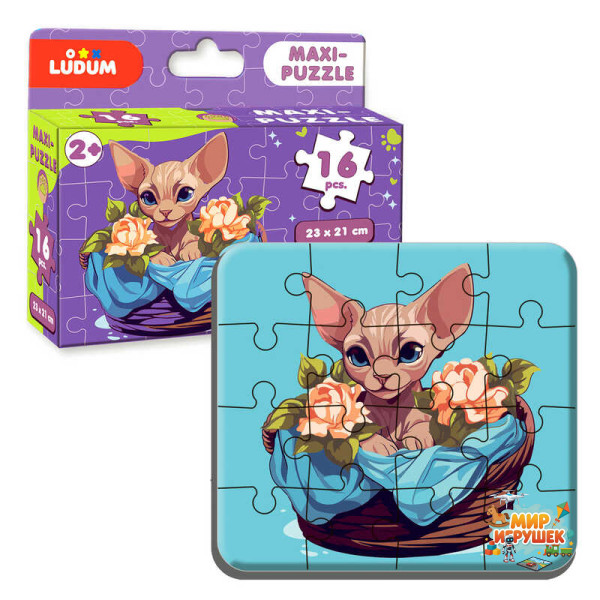гр Максі-пазл 'Котик 2' МЕ 5032-03 (12) 'Ludum', 16 елементів, в коробці
