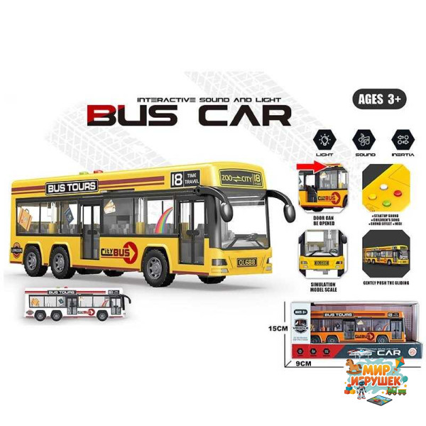 Автобус 329-1 (36/2) 3 види, інерція, звук, підсвічування, мелодії, пісні, в коробці, ВИДАЄТЬСЯ ТІЛЬКИ МІКС ВИДІВ