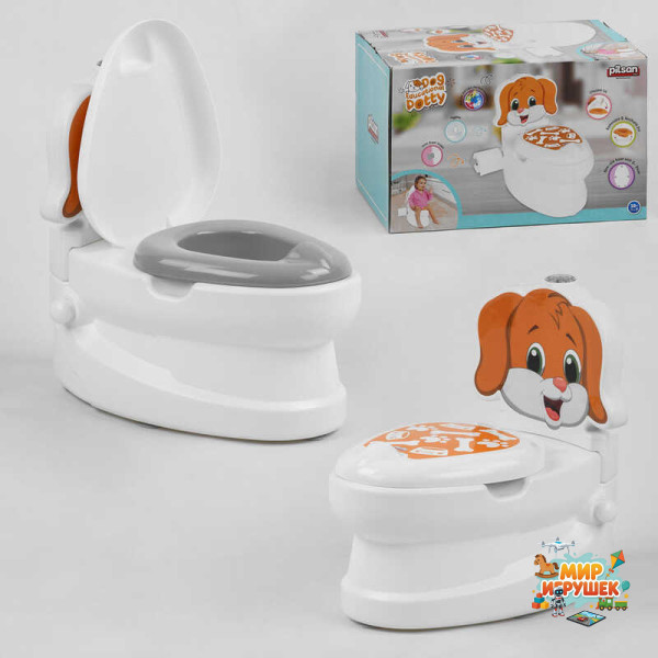 Горщик 07-562 Pilsan (4) 'Цуценя', спинка, знімний горщик, тримач для паперу, звуки води, підсвічування кнопки, в коробці