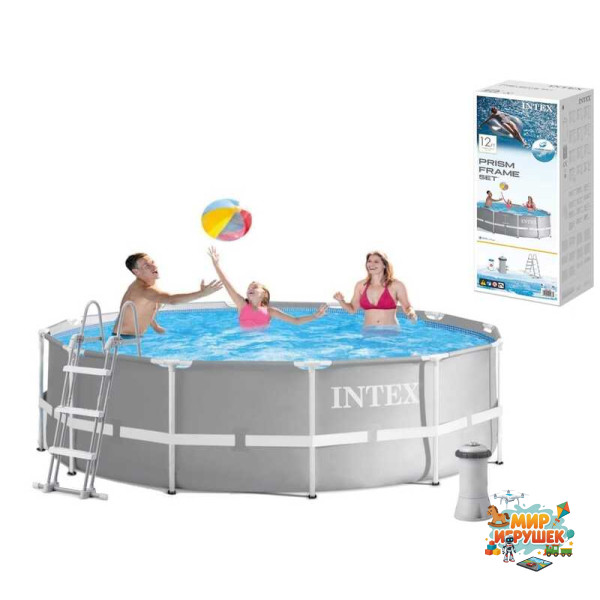 Intex Басейн каркасний 26716 NP (1) об`єм :8592л (90%), розмір:366смх99см.,сходи, насос-фільтр (2006 л/год, драбина), в коробці
