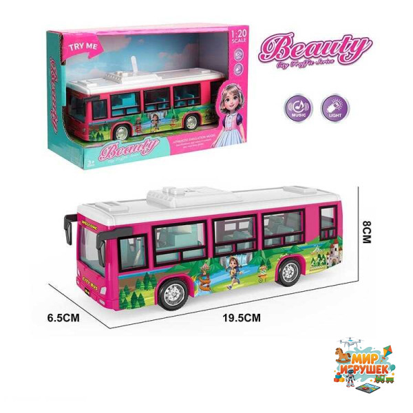 Автобус 661-05 H (96/2) довжина 20 см, підсвічування, звуки транспорту, інерція, гумові шини, в коробці