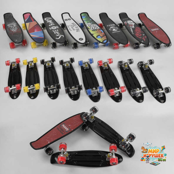 Скейт Пенні борд S-00635 (8) Best Board, 8 видів, колеса PU світяться, d = 6 см