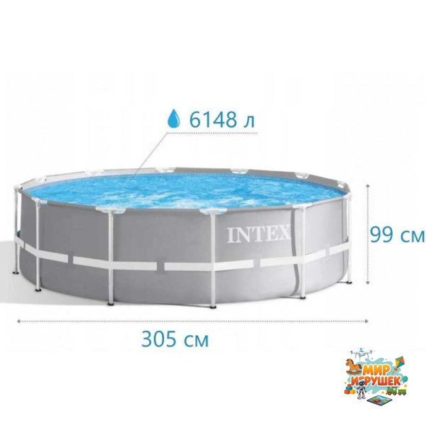 Intex Басейн каркасний 26706 SC (1) об`єм фактичний: 6500л (90%), розмір:305х99 см, насос-фільтр картриджний потужністю 2006 л/год