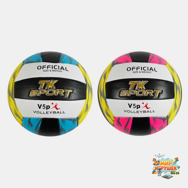 М`яч волейбольний C 60987 (60) 'TK Sport' 2 види, матеріал м`який PVC, вага 280-300 грамів, розмір №5