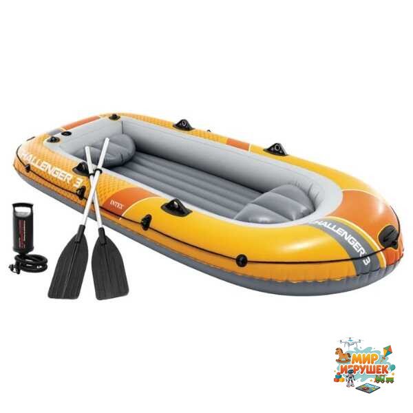 Intex Тримісний надувний човен 66313 NP (2) 295х137х43см, (весла, ручнийнасос) 3-х камерний.