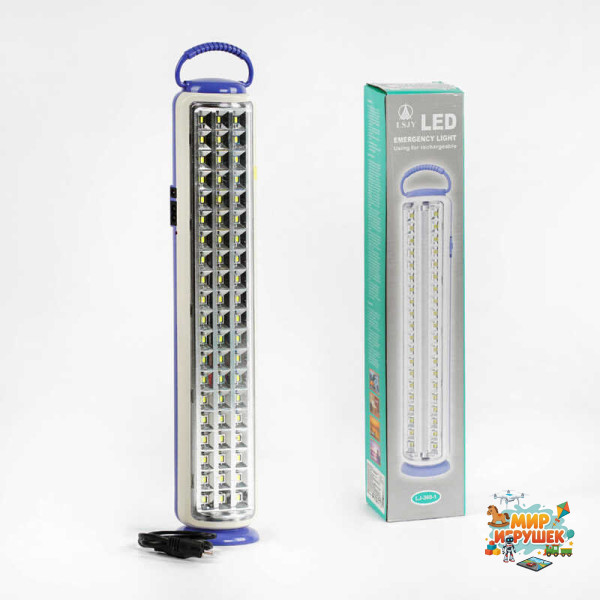 Ліхтар світлодіодний C 57066 (30) акумуляторний 2х1200mAh, 2 реж. роботи, кабель зарядки 220V, кріплення, підставка, в коробці