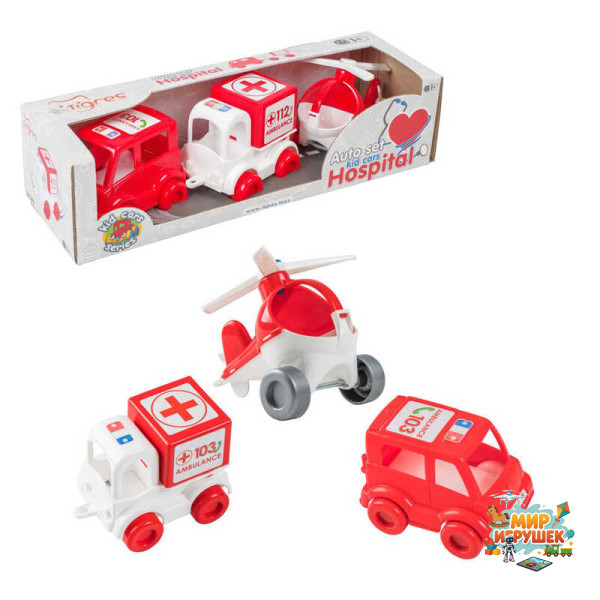 гр Набір машинок 'Kids cars' 39549 (32) 'Tigres', 'Швидка допомога', в коробці