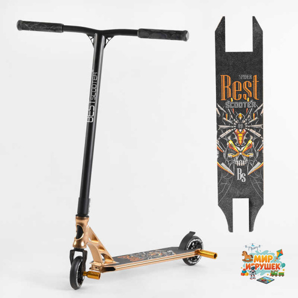 Самокат трюковий 55084 Best Scooter (4) HIC-система, ПЕГИ, алюмінієвий диск та дека, АНОДОВАНЕ ФАРБУВАННЯ, колеса PU, d = 110мм, ширина керма - 60 см