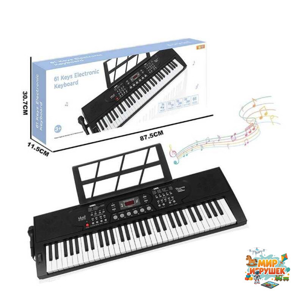 Синтезатор R 677 (5) 61 клавіша, 16 тембрів, 10 ритмів, 6 демо мелодій, “sound edit”, мікрофон, працює від мережі/батарейок, звуки музичних інструментів, функція програмування, в коробці