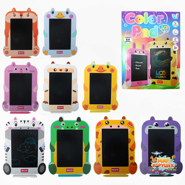 Планшет для малювання C 81666 (100) 'WToys', LCD екран, кольоровий, стилус, блокування екрана, стирання, в коробці