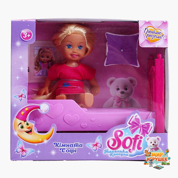 Лялька Sofi 38369 (96/2) “Кімната Софі”, лялька, ліжечко, висота ляльки - 11 см, в коробці