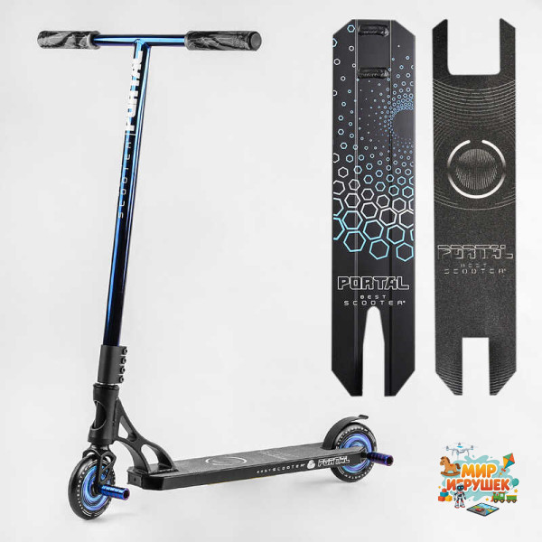 Самокат трюковий PL-71744 Best Scooter (4) 'Portal' HIC-система, ПЕГИ, алюмінієвий диск та дека, колеса PU, d=120мм, ширина керма 58 см