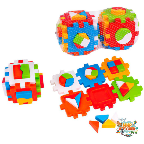 гр Куб 'Розумний малюк Комбі' 2476 (12) 'Technok Toys' по 6 граней, 12 частин сортера, 34 частини фігурок, 12см, в сітці