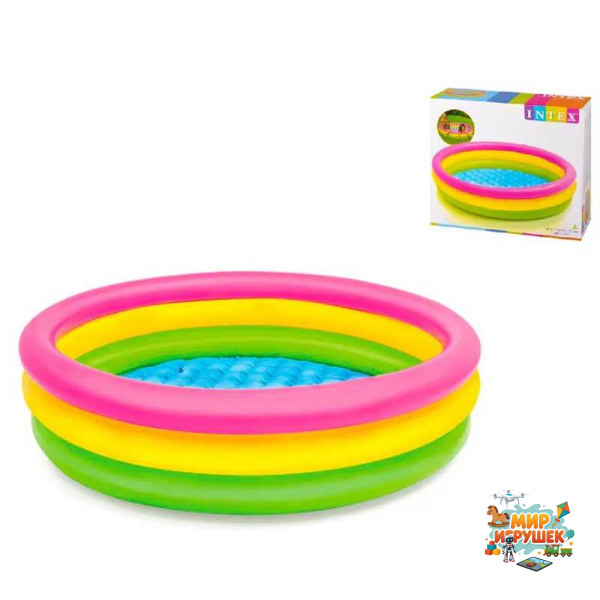 Intex Басейн 57412 NP 'Веселка' (6) 3 кільця, розміром 114х25см, обсяг: 136л, вага: 1,2 кг, від 3 до 6 років