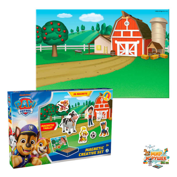 гр Магнітна гра з планшеткою 'Paw Patrol. Пригоди на фермі' 200639 (24) 'DoDo', 26 магнітних фігурки, фон для гри, в коробці