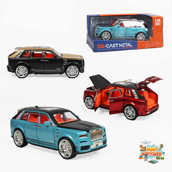 Машинка MS 6283-5 (36) 3 кольори, металопластик, масштаб 1:24, інерція, звуки, підсвічування, на батарейках, дверцята, багажник та капот відчиняються, в коробці