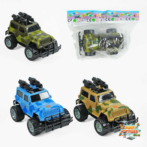 Джип 7711 (200/2) 3 кольори, військова машинка, інерція, звук, підсвічування, у пакеті, ВИДАЄТЬСЯ ТІЛЬКИ МІКС ВИДІВ