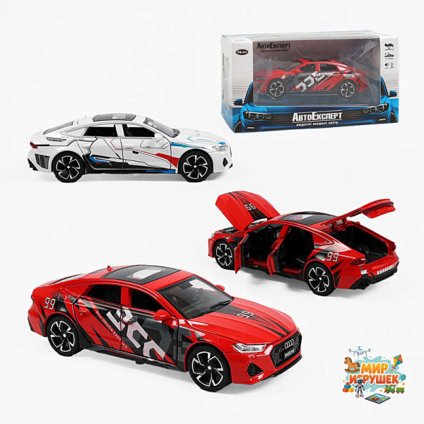 Машинка ТК - 7488 (32) 'Авто Експерт', 2 кольори, металопластик, 1:32, світло, звук, інерція, відчиняються двері, багажник та капот, в коробці