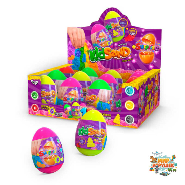 гр Кінетичний пісок 'KidSand” KS-06-01U (5) ЦІНА ЗА 1 ШТУКУ, 'Danko Toys', 400 г, формочка, в яйці