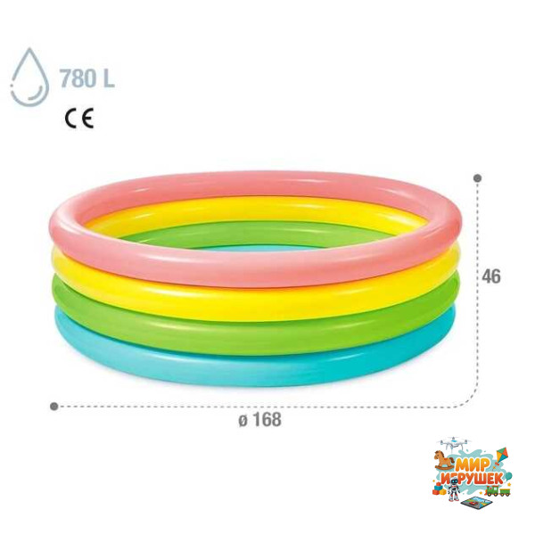 Intex Басейн 56441 NP 'Веселка' (6) 4 кільця, розміром 168-45см, обсяг: 780л при наповненні 80%, від 3 років