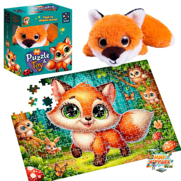 гр Пазли 'Лисеня' DT200-12 260 деталей (8) 'Vladi Toys', розмір пазла: 320*470 мм, м'яка іграшка, постер, у коробці