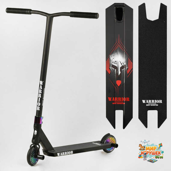 Самокат трюковий Т-60738 Best Scooter (4) 'Warrior', HIC-система, ПЕГИ, алюмінієвий диск та дека, колеса PU, d=120 мм, ширина керма 58 см