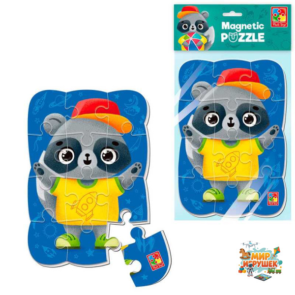 гр Пазли м’які магнітні А5 Малюк зможе 'Єнот' VT3205-91 (50) 'Vladi Toys'