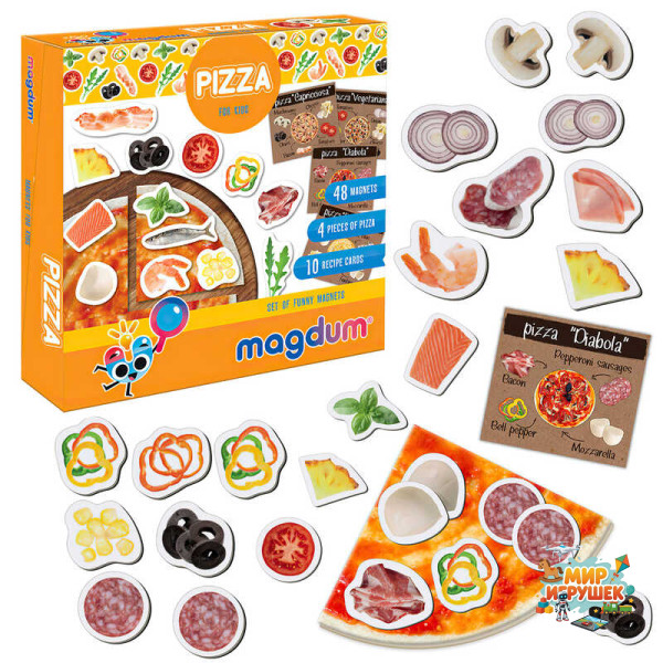 гр Магнітна гра 'Pizza' ML4031-27 EN (24) 'Magdum', 48 магнітів, картки, англ. мова, в коробці