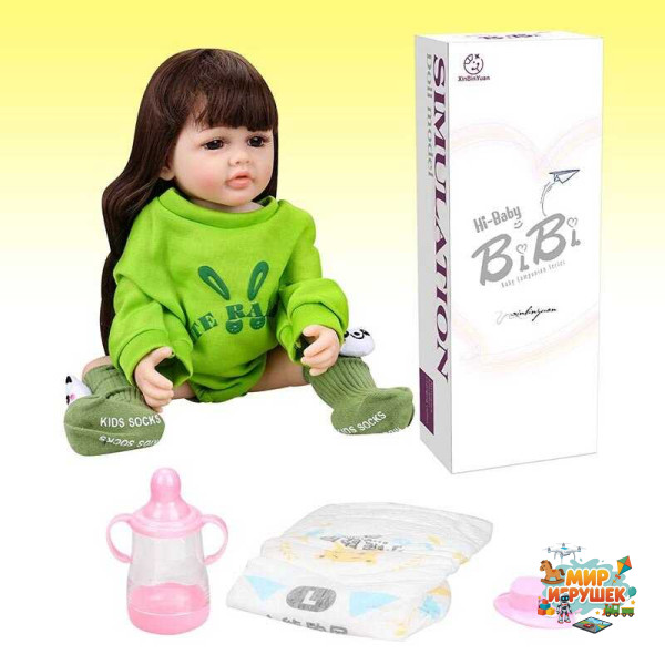 Лялька XBY 5530 (12) висота 52 см, гумова, пляшечка, памперс, соска, в коробці