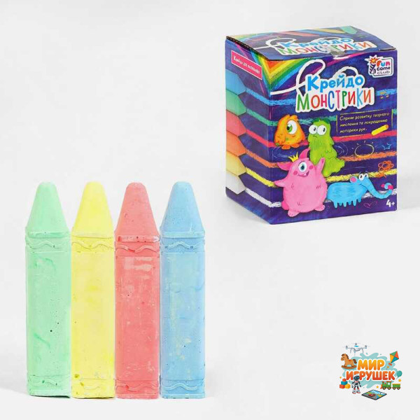 гр Крейда 'Крейдо-Монстрики' 53710 (24) '4FUN Game Club', 12 штук, 4 кольори, у коробці