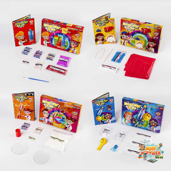 гр Набір для проведення дослідів 'ЕКОНОМ CHEMISTRY KIDS' CHK-02-01U,02U,03U,04U 8 видів УКР. (8) 'Danko Toys' ВИДАЄТЬСЯ МІКС ВИДІВ