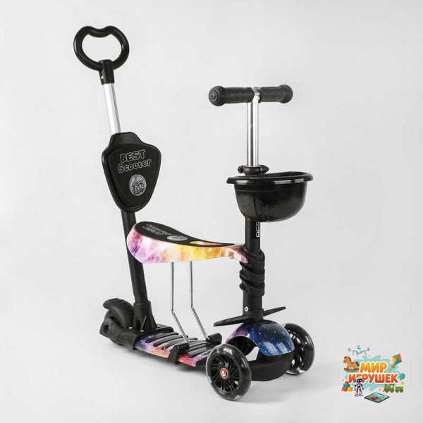 Самокат 5в1 16102 (1) Best Scooter, АБСТРАКЦІЯ, PU колеса, ПІДСВІТКА КОЛІС, в коробці