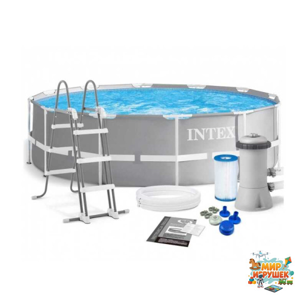 Intex Басейн каркасний 26718 FR (1) об`єм :10685л (90%), розмір:366х122см, фільтр-насос, сходи, від 6-ти років,