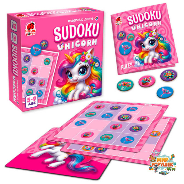 гр Настільна гра 'Судоку' RK2150-02 (12) 'Vladi Toys', 2 варіанти гри, 36 магнітів, 18 карток із завданнями, в коробці