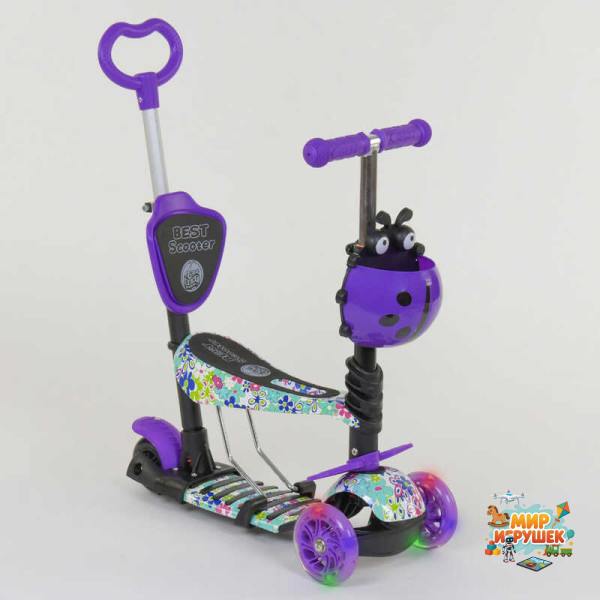 Самокат 5в1 68995 (1) Best Scooter, АБСТРАКЦІЯ, PU колеса, ПІДСВІЧУВАННЯ КОЛІС, в коробці