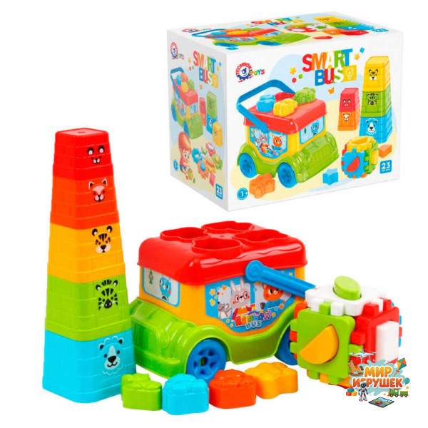 гр Іграшка для розвитку 'Автобус' 0389 (9) 'Technok Toys', сортер, куб, пірамідка, у коробці