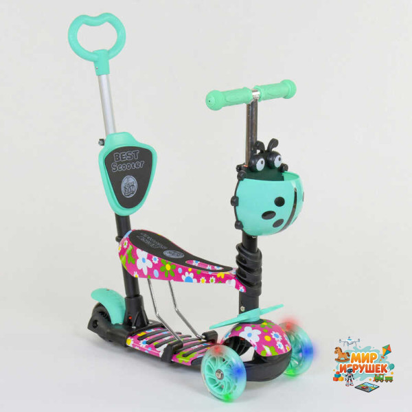 Самокат 5в1 43702 (1) Best Scooter, АБСТРАКЦІЯ, PU колеса, ПІДСВІТКА КОЛІС, в коробці